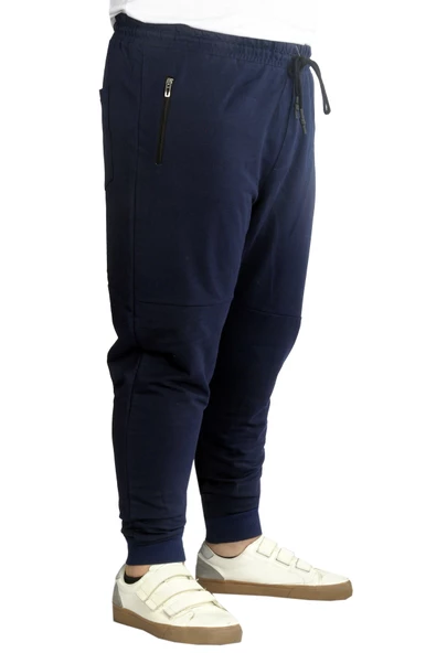 Mode XL Büyük Beden Eşofman Altı DarPaça  Zippered 22501 Lacivert - Resim 2