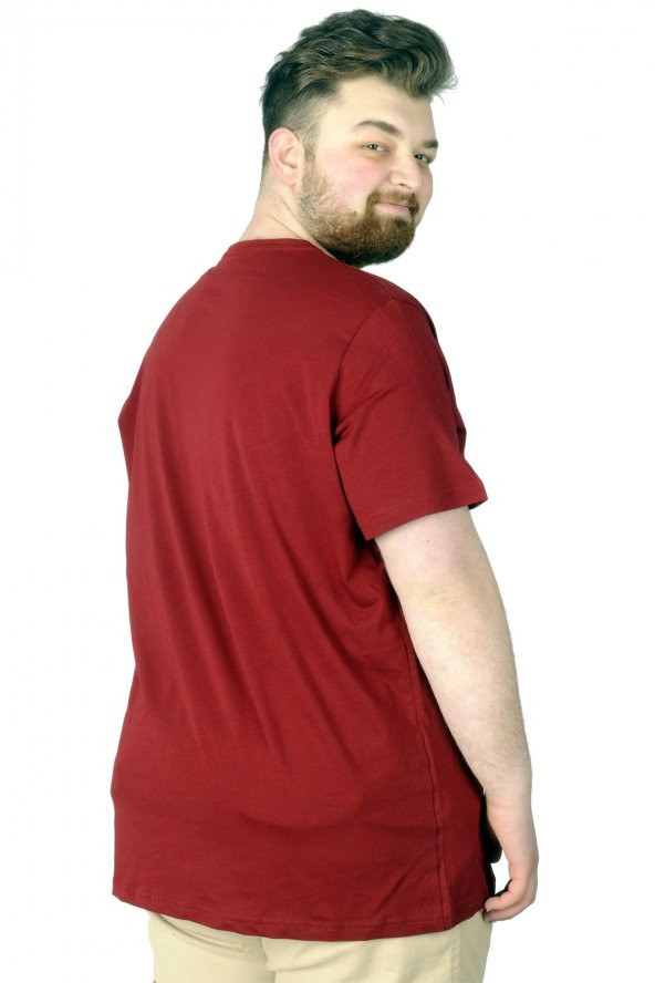 Mode XL Büyük Beden Tshirt Baskılı Flu 22152 Bordo - 2