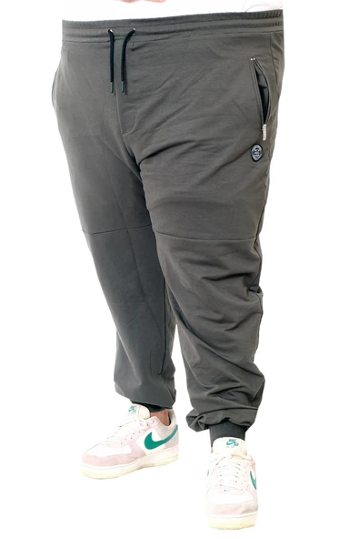 Mode XL Büyük Beden Eşofman Altı DarPaça  Zippered 22501 Haki - Resim 4