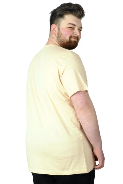 Mode XL Büyük Beden Tshirt Baskılı Wailing 22153 Bej - 3