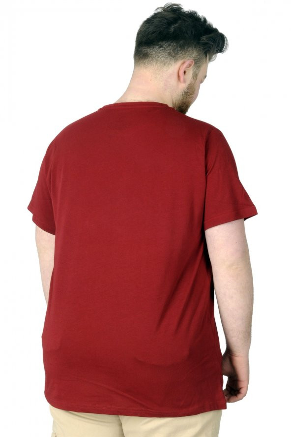 Mode XL Büyük Beden T-Shirt Baskılı Renovate 22157 Bordo - 2