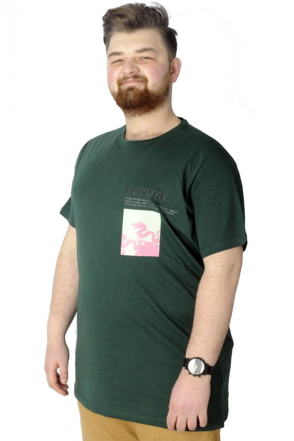 Mode XL Büyük Beden T-Shirt Baskılı Future 22154 Nefti - 1