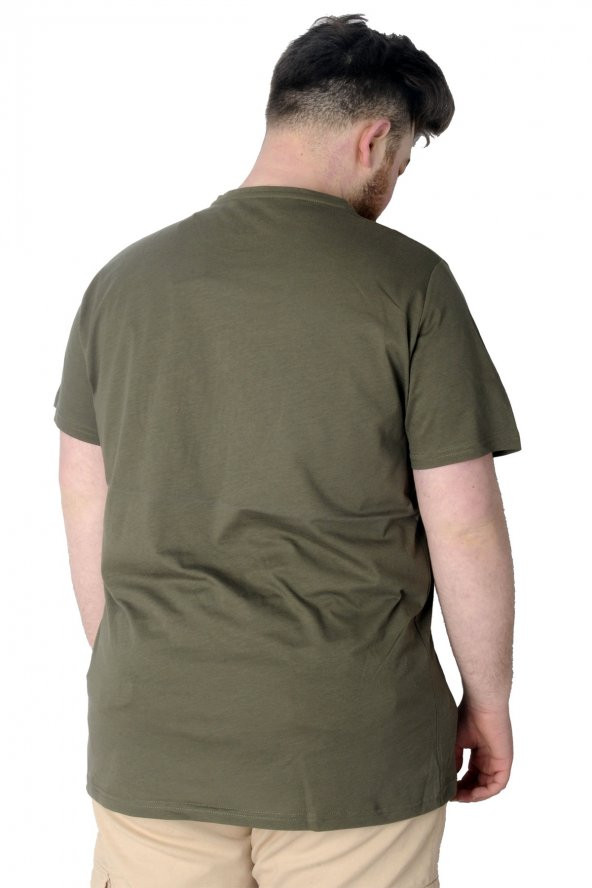 Mode XL Büyük Beden T-Shirt Baskılı Powerfull 22155 Haki - Resim 3