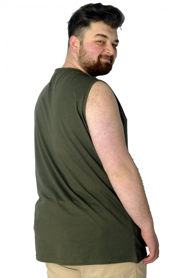 Mode XL Büyük Beden T-Shirt Kolsuz Choose Mode 22160 Haki - 3