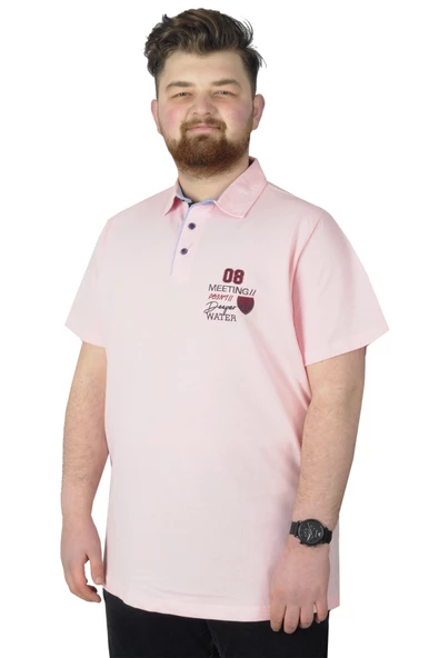 Mode XL Büyük Beden T-Shirt Polo 08 Meeting 22329 Somon ürün görseli