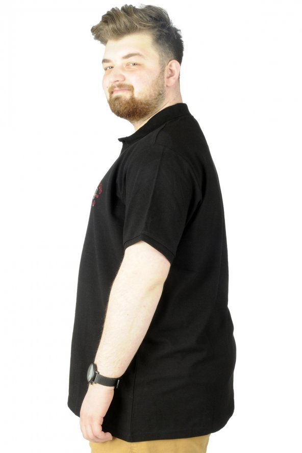Mode XL Büyük Beden T-Shirt Polo Summer Day 22321 Siyah - 2