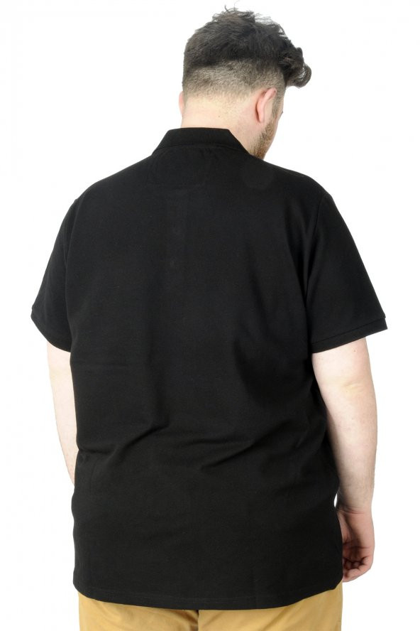 Mode XL Büyük Beden T-Shirt Polo Summer Day 22321 Siyah - 3