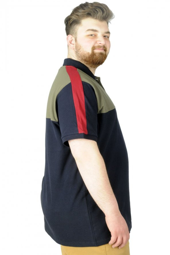 Mode XL Büyük Beden T-Shirt Polo MD 22333 Lacivert - 2