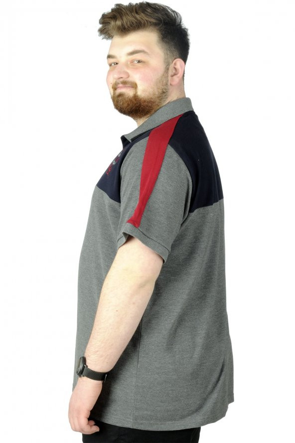 Mode XL Büyük Beden T-Shirt Polo When You Are 22334 Antramelanj - Resim 2