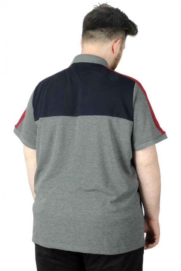 Mode XL Büyük Beden T-Shirt Polo When You Are 22334 Antramelanj - Resim 3