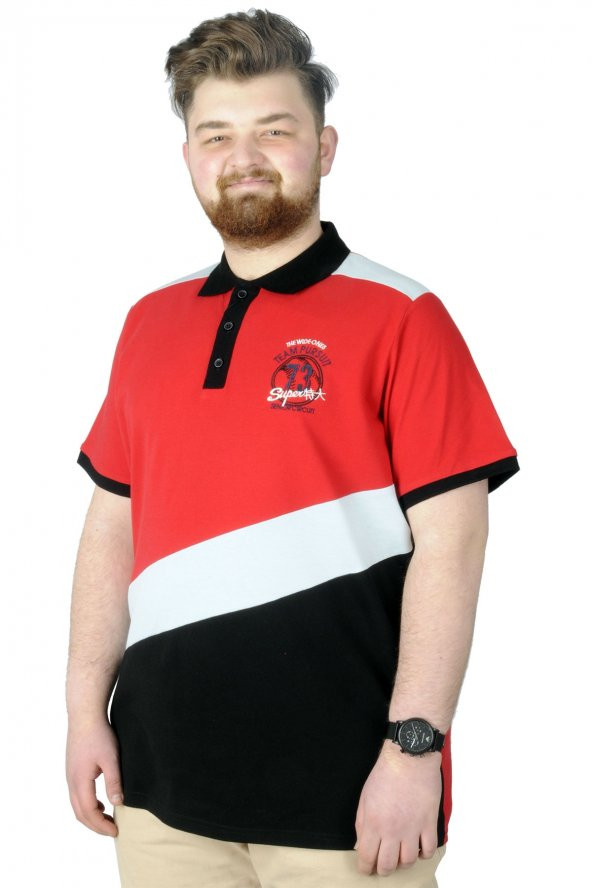 Mode XL Büyük Beden T-Shirt Polo Team Pursuit 22335 Kırmızı