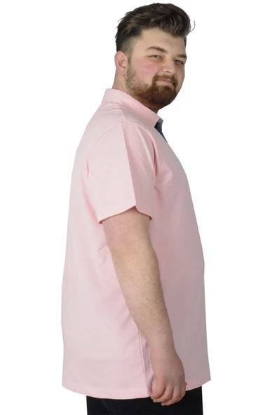 Mode XL Büyük Beden T-Shirt Polo 08 Meeting 22329 Somon - Resim 2