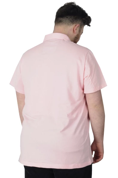 Mode XL Büyük Beden T-Shirt Polo 08 Meeting 22329 Somon - Resim 4