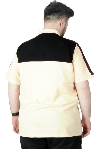 Mode XL Büyük Beden T-Shirt Polo When You Are 22334 Bej - Resim 2