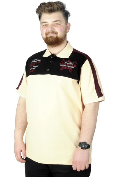 Mode XL Büyük Beden T-Shirt Polo When You Are 22334 Bej ürün görseli 1