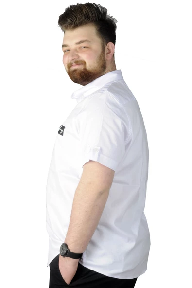 Mode XL Büyük Beden Gömlek Baskılı God Day 22366 Beyaz - Resim 3