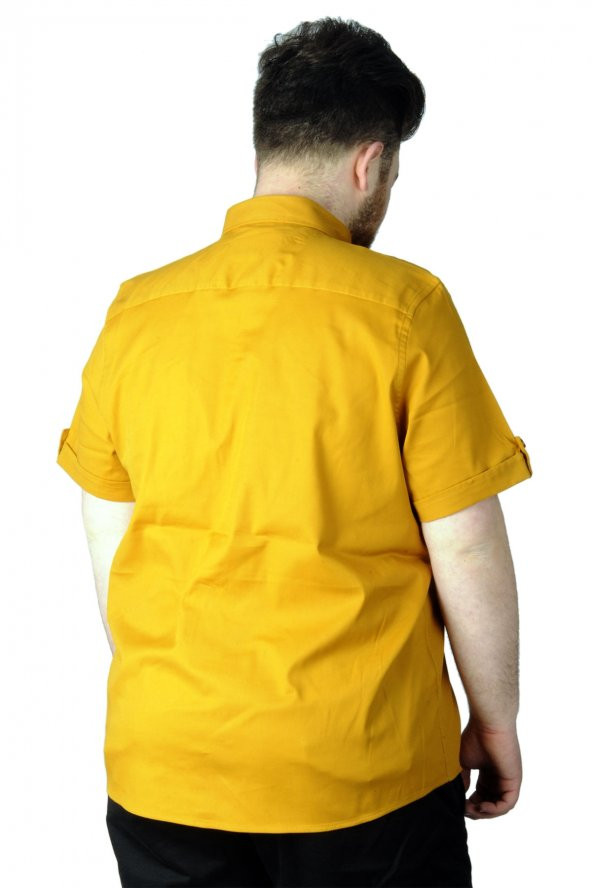 Mode XL Büyük Beden Gömlek Baskılı City 22367 Hardal - 5