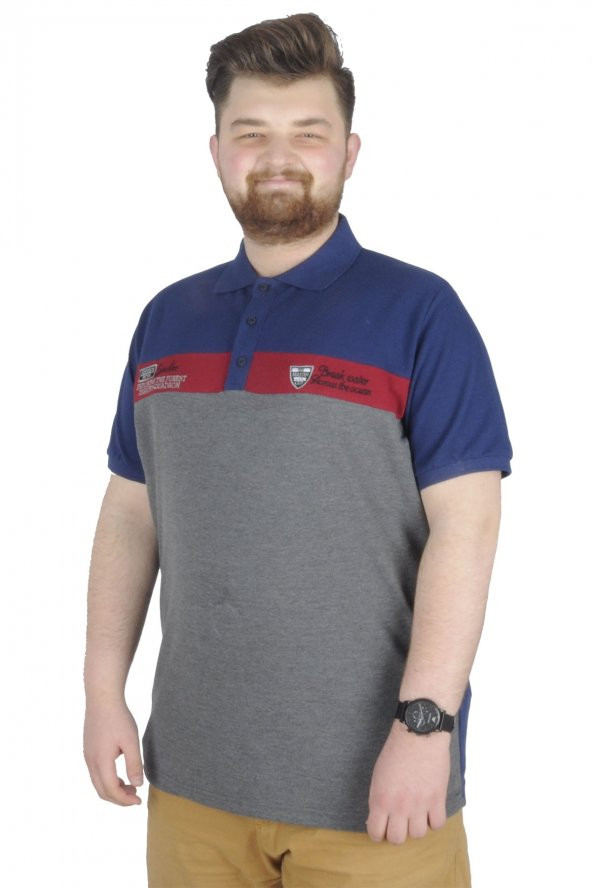 Mode XL Büyük Beden T-Shirt Polo Sector 22338 İndigo