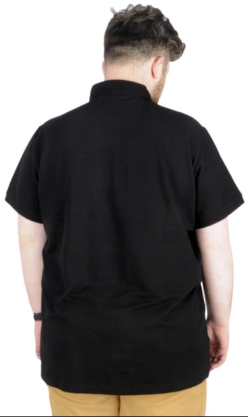 Mode XL Büyük Beden T-Shirt Polo Skipper Crew 22341 Siyah - Resim 3