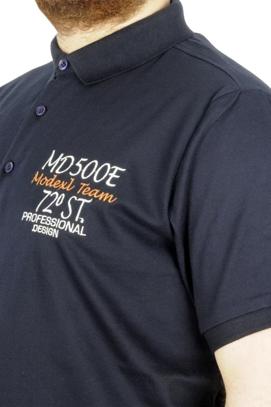 Mode XL Büyük Beden T-Shirt Polo MD500E 22342 Lacivert - Resim 4