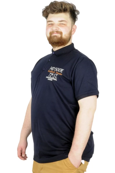 Mode XL Büyük Beden T-Shirt Polo MD500E 22342 Lacivert - Resim 2