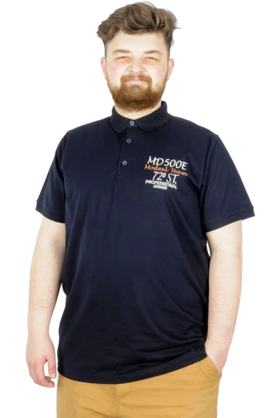 Mode XL Büyük Beden T-Shirt Polo MD500E 22342 Lacivert ürün görseli 1
