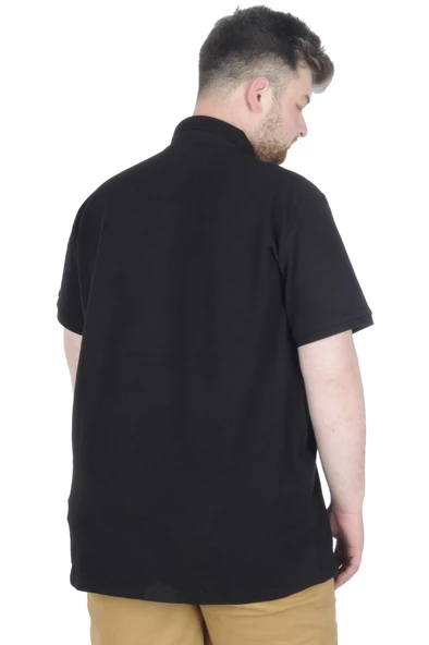 Mode XL Büyük Beden T-Shirt Polo Eagles 22348 Siyah - 3