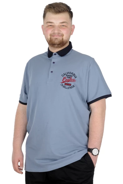 Mode XL Büyük Beden T-Shirt Polo Eagles 22348 Mavi - 2