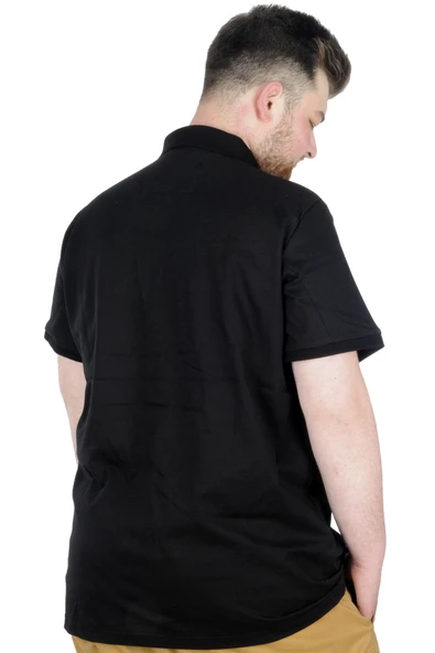 Mode XL Büyük Beden T-Shirt Polo Steamnoat  22345 Siyah - 2