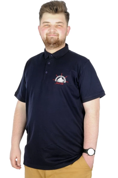 Mode XL Büyük Beden T-Shirt Polo Steamnoat  22345 Lacivert ürün görseli 1