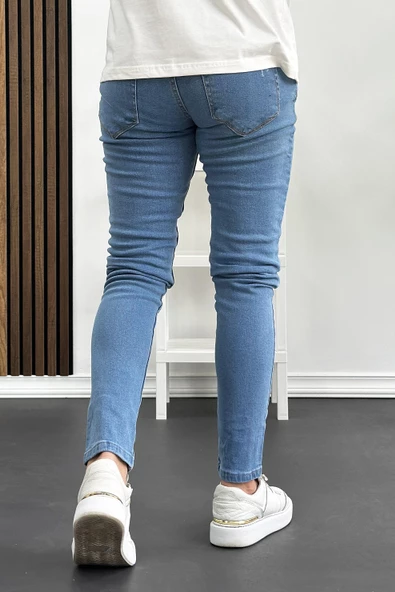 Erkek Slim Fit Jean Pantolon Açık Mavi Edw074 - 3