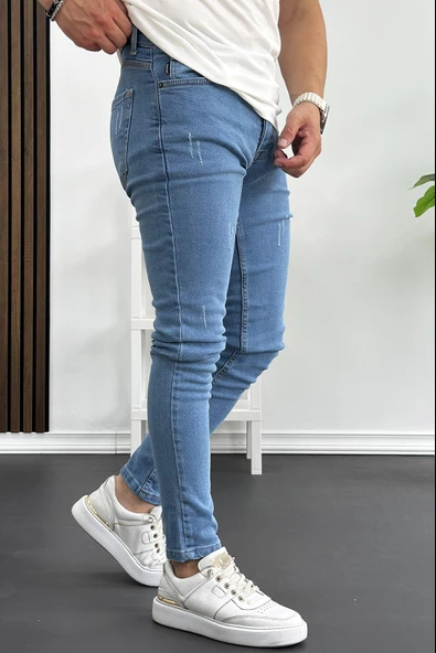Erkek Slim Fit Jean Pantolon Açık Mavi Edw074 - 2