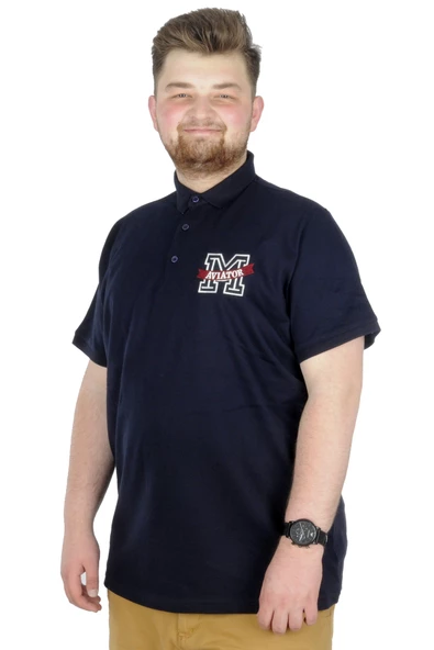 Mode XL Büyük Beden T-Shirt Polo Embiriodery M 22343 Lacivert ürün görseli