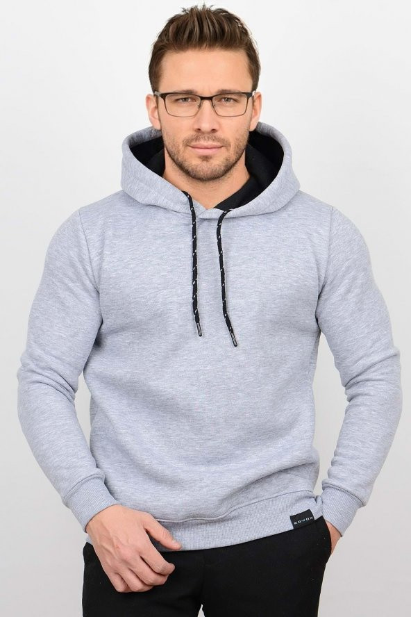 Üç Iplik Şardonlu Pamuklu Kapüşonlu Sweatshirt CZN02 - 12