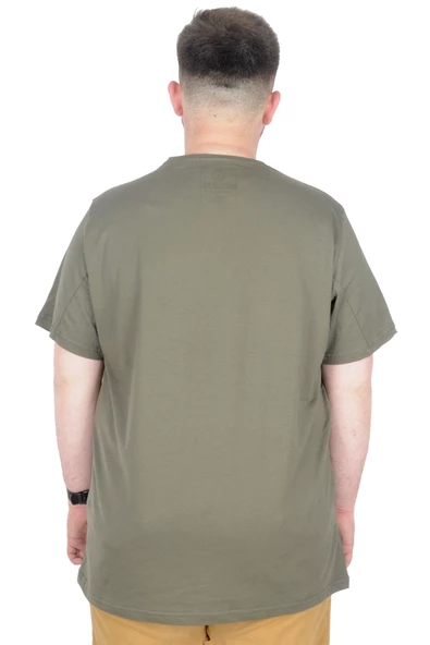 Mode XL Büyük Beden T-Shirt Bis Yaka Antisocial 22187 Haki - 3