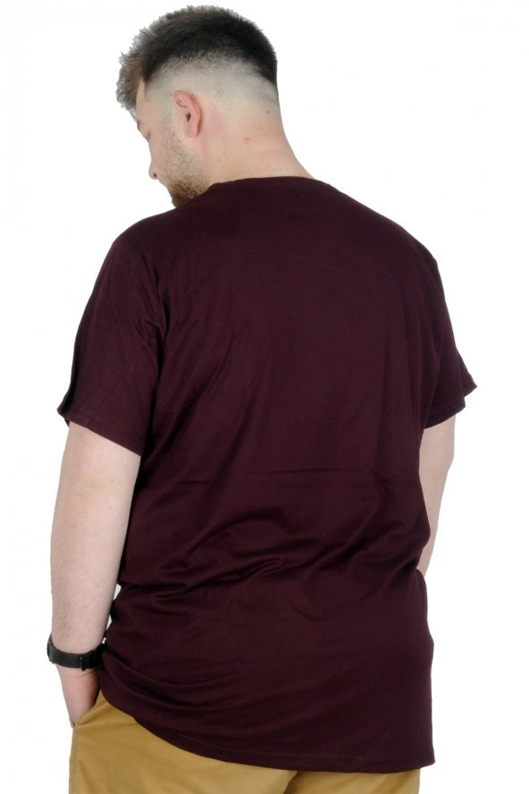 Mode XL Erkek T-Shirt Bis Yaka Mountain 22101 Mürdüm - 2