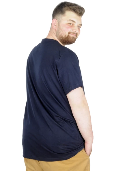 Mode XL Büyük Beden T-Shirt Bis Yaka Antisocial 22187 Lacivert - Resim 2