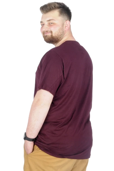 Mode XL Büyük Beden T-Shirt Bis Yaka Black Series 22189 Mürdüm - 2