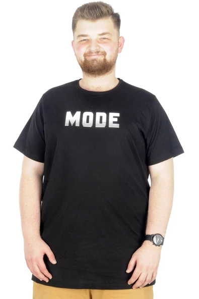 Mode XL Büyük Beden T-Shirt Bis Yaka Mode 22196 Siyah ürün görseli