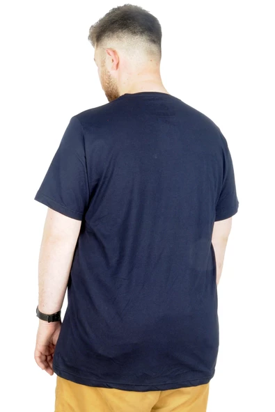 Mode XL Büyük Beden T-Shirt Bis Yaka Mode 22196 Lacivert - Resim 3