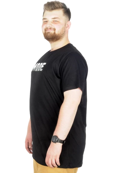 Mode XL Büyük Beden T-Shirt Bis Yaka Mode 22196 Siyah - Resim 2