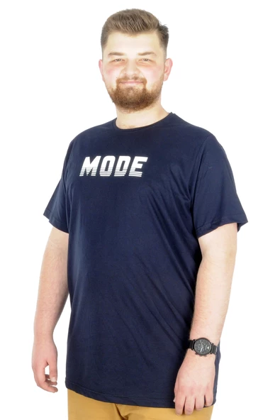 Mode XL Büyük Beden T-Shirt Bis Yaka Mode 22196 Lacivert ürün görseli