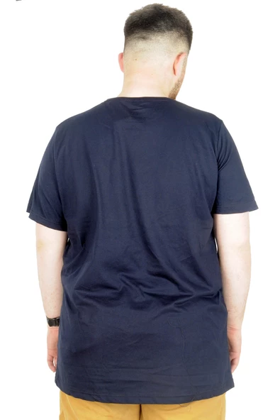 Mode XL Büyük Beden T-Shirt Bis Yaka Chase 22193 Lacivert - 2