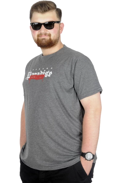 Mode XL Büyük Beden T-Shirt Bis Yaka Paradise 22199 Antramelanj ürün görseli