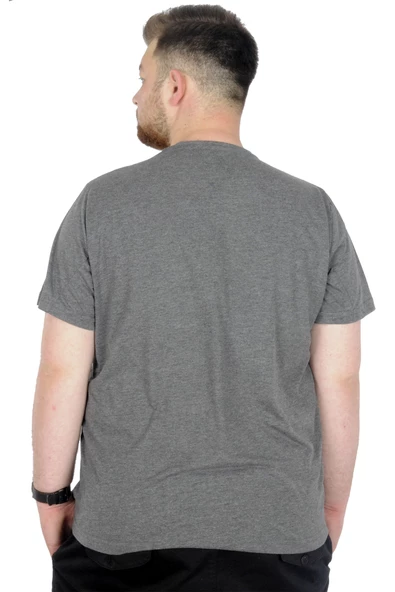 Mode XL Büyük Beden T-Shirt Bis Yaka Black Series 22189 Antramelanj - 2