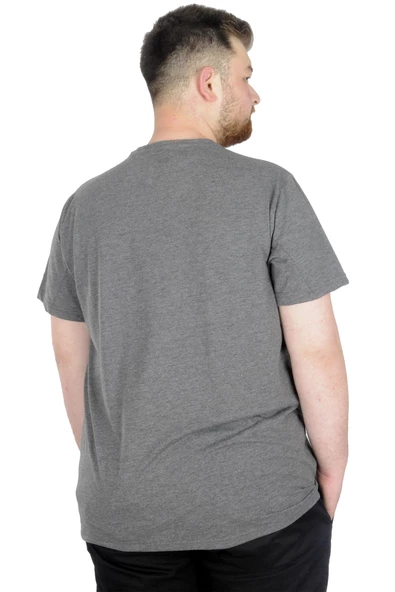 Mode XL Büyük Beden T-Shirt Bis Yaka Paradise 22199 Antramelanj - Resim 2