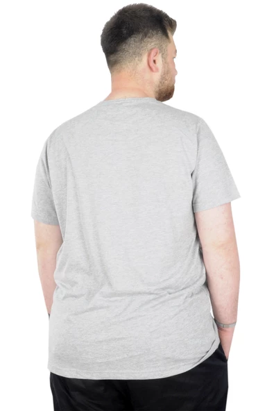 Mode XL Erkek T-Shirt Bis Yaka Baskılı Feed And The Graund 22142 Grimelanj - 2