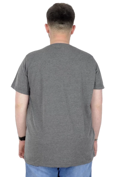 Mode XL Büyük Beden T-Shirt Bis Yaka Chase 22193 Antramelanj - 2