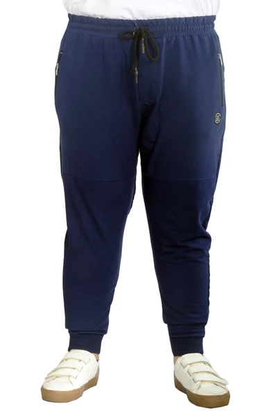 Mode XL Büyük Beden Eşofman Altı DarPaça  Zippered 22501 İndigo ürün görseli 1