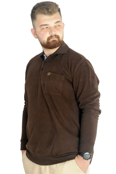 Mode XL Büyük Beden Erkek Sweat Polo Selanik Basic 20441 Sütlü Kahve - 2